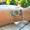 silver-925 bracelet is adorned with exquisite Nishabour turquoise stones and coin