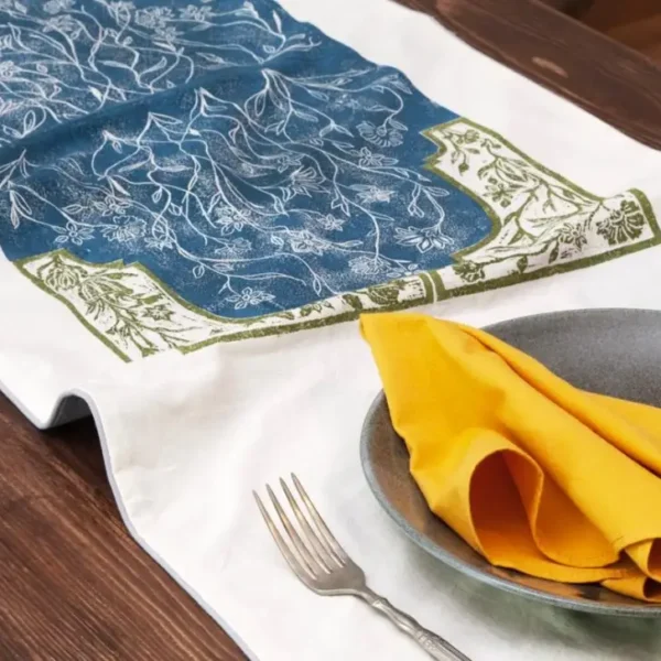 Handmade Table Runner with Persian design - Blue Mikhak Table Runner