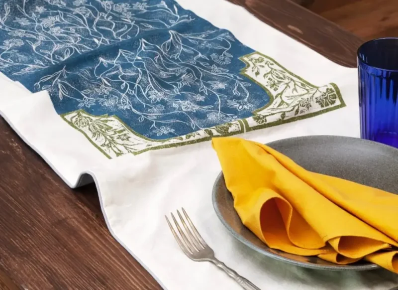 Handmade Table Runner with Persian design - Blue Mikhak Table Runner