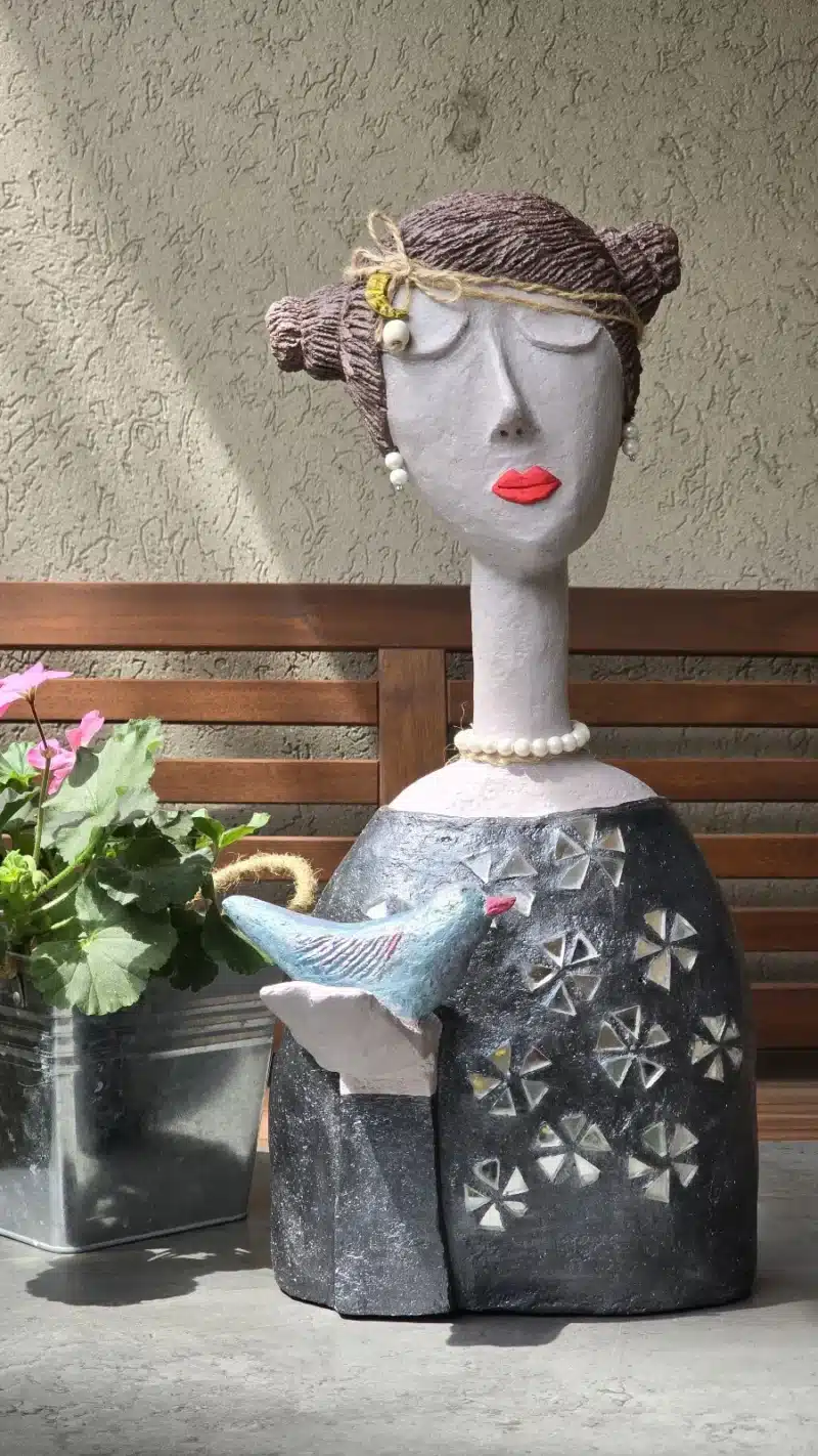 Papier mache sculpture designed with mirror