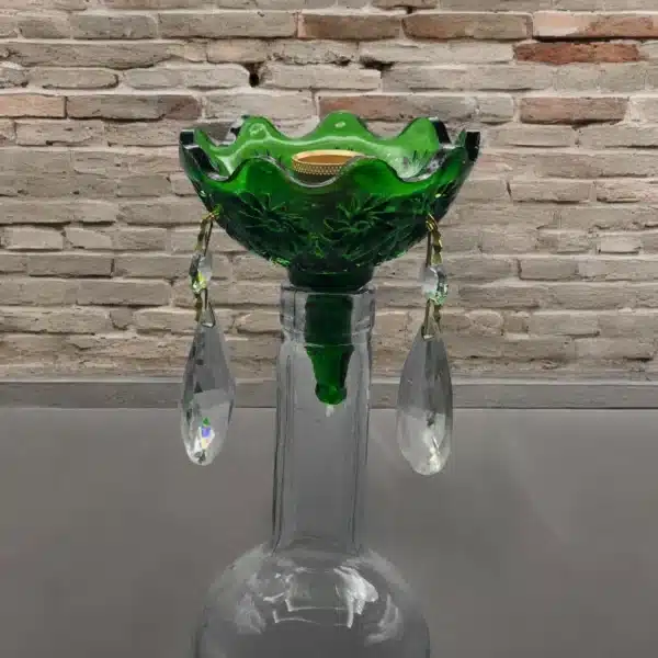 Emerald Wine Bottle Candlestick