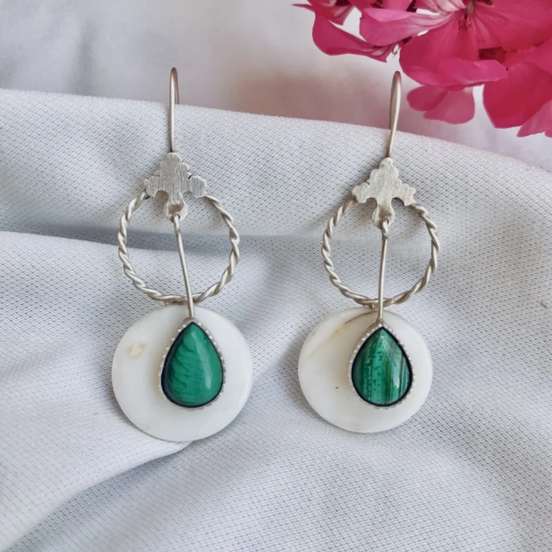 Malachite stone earrings