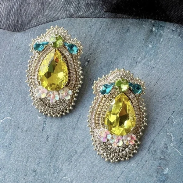 Sunlight bead embroidery earrings