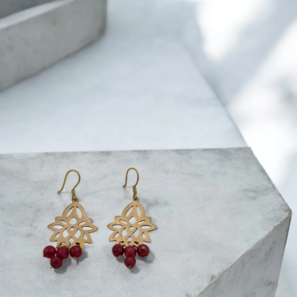 Garnet Filigree Earrings