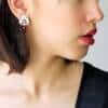Sterling Silver Pomegranate Dangle Earrings with Red Bead - Image 3