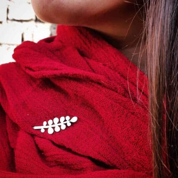 silver leaf brooch